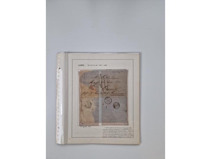 LIGURIA: 1700/1888, Ausstellungssammlung mit 74 Briefen und Dokumenten, angefangen ab Zirkularen, dabei u.a. Bogen zur Erfass