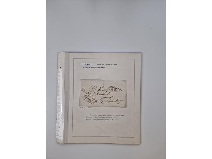 LIGURIA: 1700/1888, Ausstellungssammlung mit 74 Briefen und Dokumenten, angefangen ab Zirkularen, dabei u.a. Bogen zur Erfass