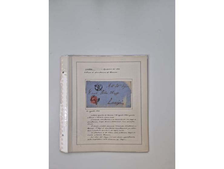 LIGURIA: 1700/1888, Ausstellungssammlung mit 74 Briefen und Dokumenten, angefangen ab Zirkularen, dabei u.a. Bogen zur Erfass