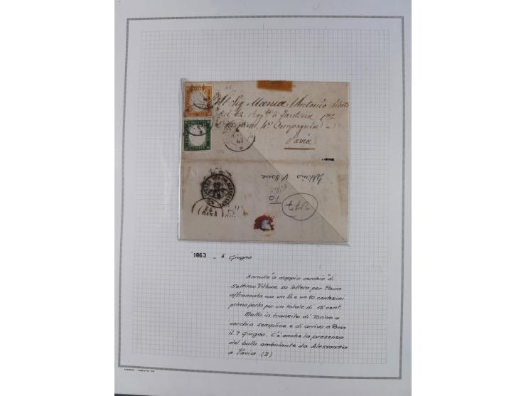 SARDINIEN: 1772/1960, Ausstellungssammlung “Die Stempel der Berggemeinschaft Bassa Dora Baltea” mit über 100 Briefen und Doku