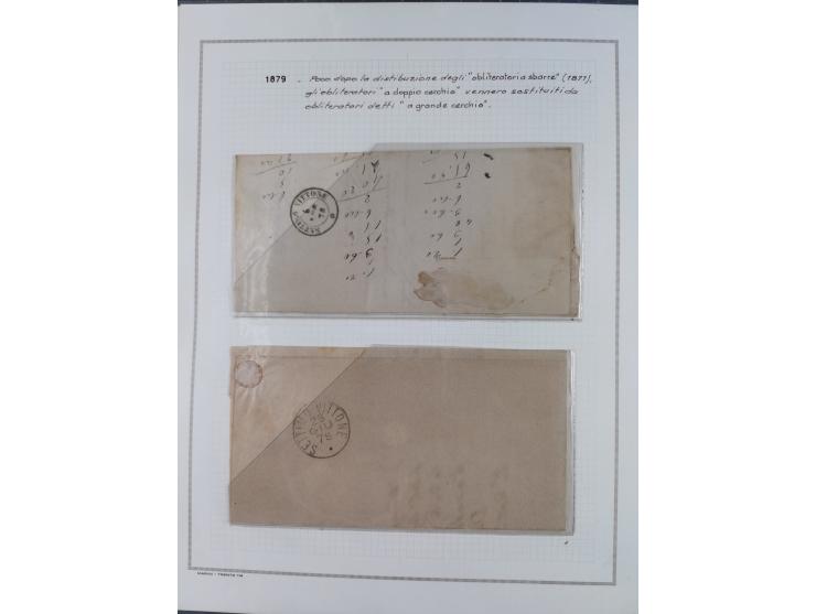 SARDINIEN: 1772/1960, Ausstellungssammlung “Die Stempel der Berggemeinschaft Bassa Dora Baltea” mit über 100 Briefen und Doku