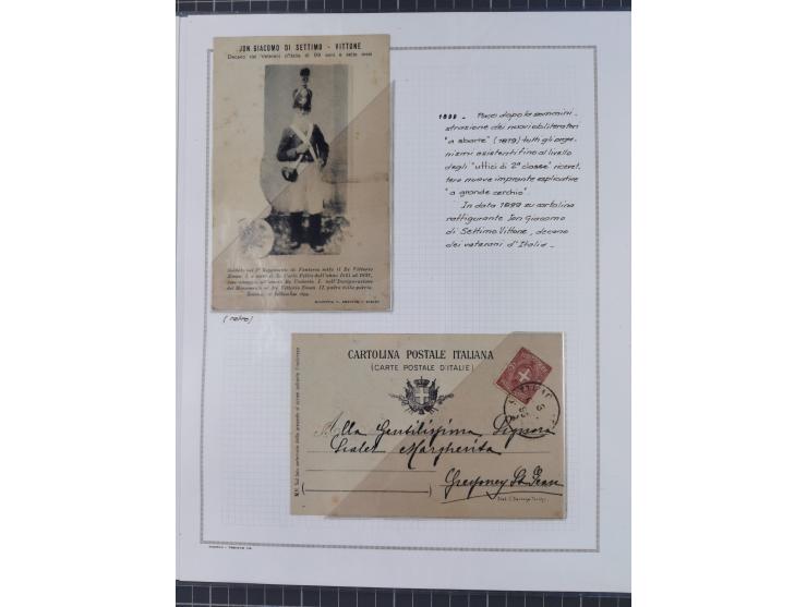 SARDINIEN: 1772/1960, Ausstellungssammlung “Die Stempel der Berggemeinschaft Bassa Dora Baltea” mit über 100 Briefen und Doku