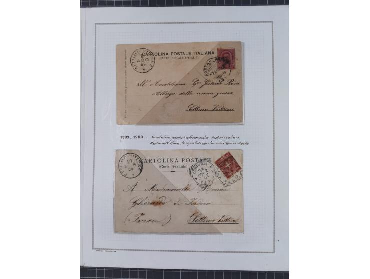 SARDINIEN: 1772/1960, Ausstellungssammlung “Die Stempel der Berggemeinschaft Bassa Dora Baltea” mit über 100 Briefen und Doku