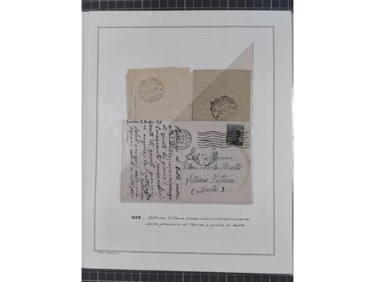 SARDINIEN: 1772/1960, Ausstellungssammlung “Die Stempel der Berggemeinschaft Bassa Dora Baltea” mit über 100 Briefen und Doku