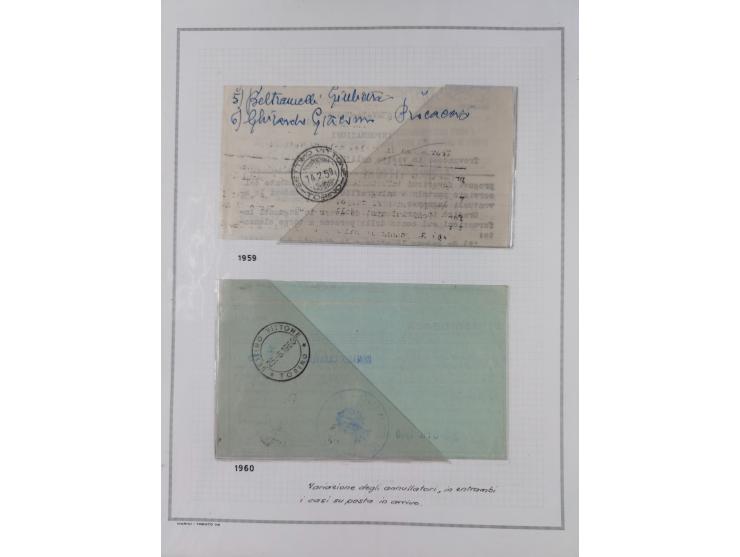 SARDINIEN: 1772/1960, Ausstellungssammlung “Die Stempel der Berggemeinschaft Bassa Dora Baltea” mit über 100 Briefen und Doku