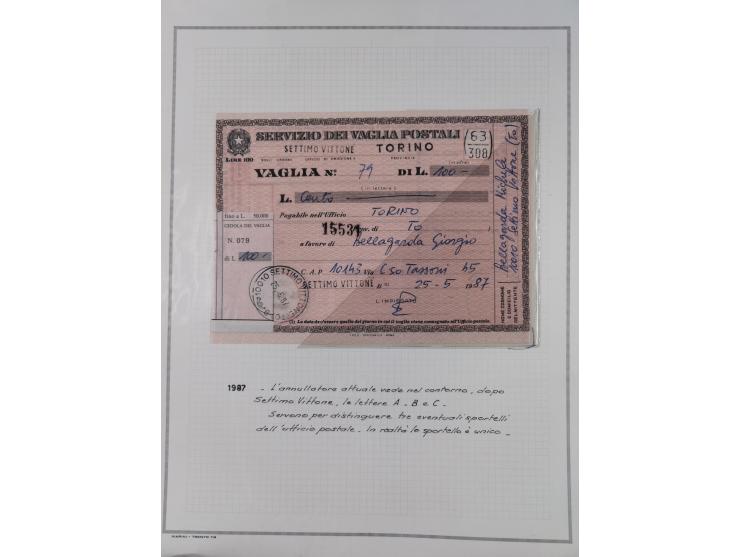 SARDINIEN: 1772/1960, Ausstellungssammlung “Die Stempel der Berggemeinschaft Bassa Dora Baltea” mit über 100 Briefen und Doku