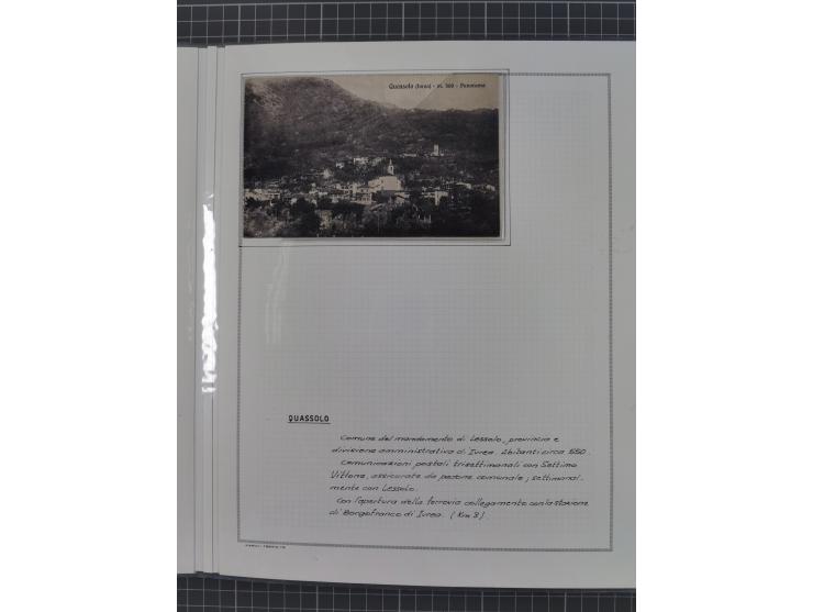 SARDINIEN: 1772/1960, Ausstellungssammlung “Die Stempel der Berggemeinschaft Bassa Dora Baltea” mit über 100 Briefen und Doku
