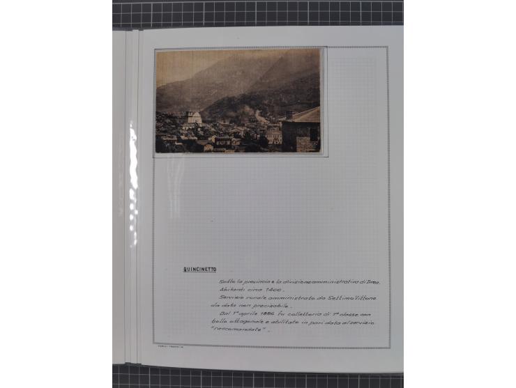 SARDINIEN: 1772/1960, Ausstellungssammlung “Die Stempel der Berggemeinschaft Bassa Dora Baltea” mit über 100 Briefen und Doku