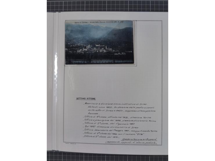 SARDINIEN: 1772/1960, Ausstellungssammlung “Die Stempel der Berggemeinschaft Bassa Dora Baltea” mit über 100 Briefen und Doku