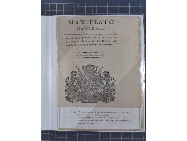 SARDINIEN: 1772/1960, Ausstellungssammlung “Die Stempel der Berggemeinschaft Bassa Dora Baltea” mit über 100 Briefen und Doku