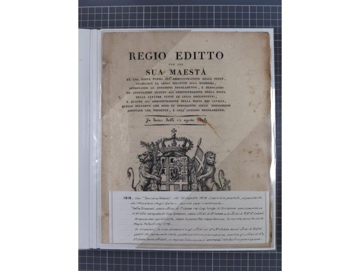 SARDINIEN: 1772/1960, Ausstellungssammlung “Die Stempel der Berggemeinschaft Bassa Dora Baltea” mit über 100 Briefen und Doku