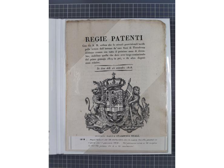 SARDINIEN: 1772/1960, Ausstellungssammlung “Die Stempel der Berggemeinschaft Bassa Dora Baltea” mit über 100 Briefen und Doku