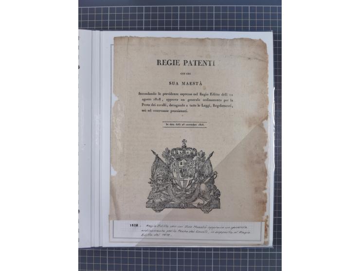 SARDINIEN: 1772/1960, Ausstellungssammlung “Die Stempel der Berggemeinschaft Bassa Dora Baltea” mit über 100 Briefen und Doku