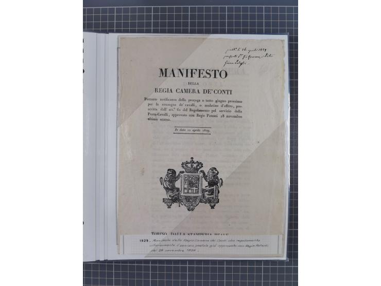 SARDINIEN: 1772/1960, Ausstellungssammlung “Die Stempel der Berggemeinschaft Bassa Dora Baltea” mit über 100 Briefen und Doku