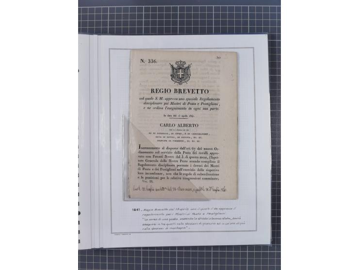 SARDINIEN: 1772/1960, Ausstellungssammlung “Die Stempel der Berggemeinschaft Bassa Dora Baltea” mit über 100 Briefen und Doku