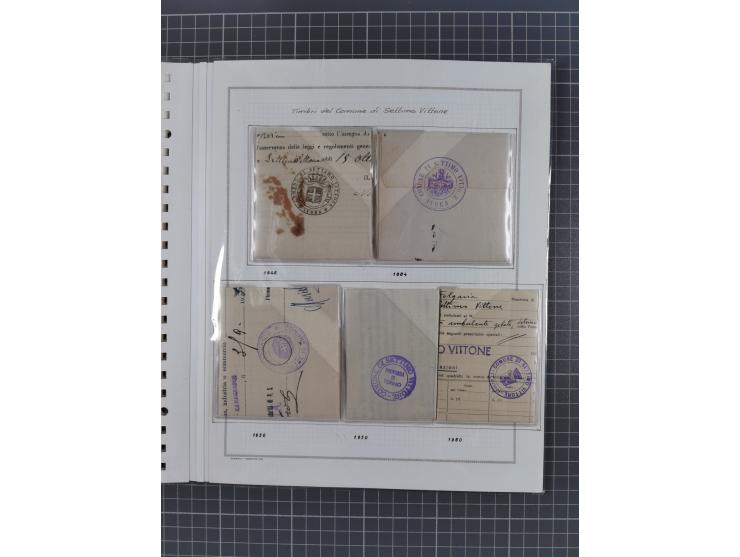 SARDINIEN: 1772/1960, Ausstellungssammlung “Die Stempel der Berggemeinschaft Bassa Dora Baltea” mit über 100 Briefen und Doku