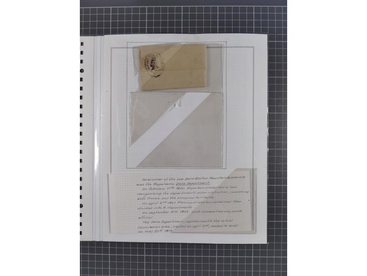 SARDINIEN: 1772/1960, Ausstellungssammlung “Die Stempel der Berggemeinschaft Bassa Dora Baltea” mit über 100 Briefen und Doku