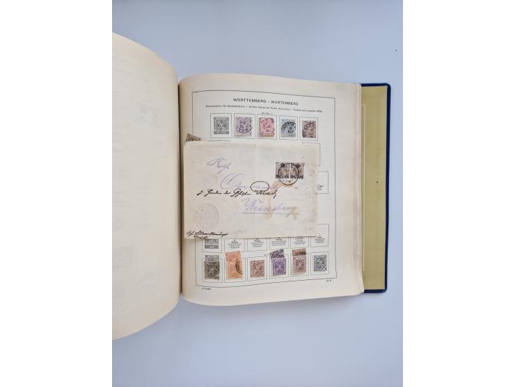 1850/1960(ca.), interessante ungebrauchte/postfrische und gestempelte Partie mit einigen Briefen, dabei Schaubek-Album ab Alt