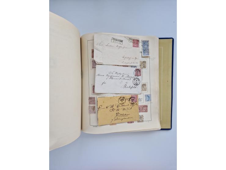 1850/1960(ca.), interessante ungebrauchte/postfrische und gestempelte Partie mit einigen Briefen, dabei Schaubek-Album ab Alt