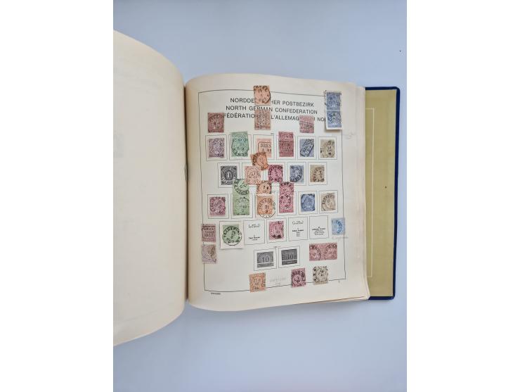 1850/1960(ca.), interessante ungebrauchte/postfrische und gestempelte Partie mit einigen Briefen, dabei Schaubek-Album ab Alt