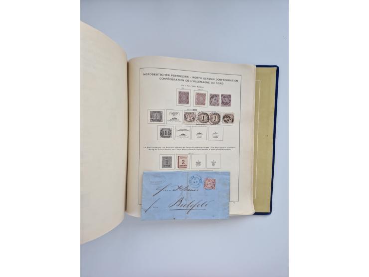 1850/1960(ca.), interessante ungebrauchte/postfrische und gestempelte Partie mit einigen Briefen, dabei Schaubek-Album ab Alt