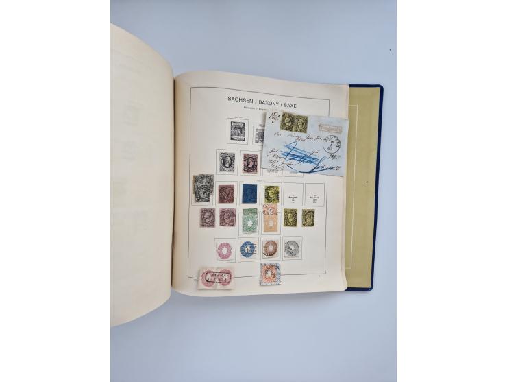 1850/1960(ca.), interessante ungebrauchte/postfrische und gestempelte Partie mit einigen Briefen, dabei Schaubek-Album ab Alt