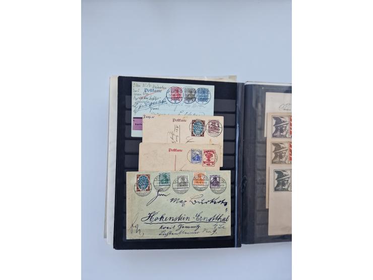 1900/22, Germania, interessante Partie von Sammlungen und Dubletten, dabei kleine Aussstellungssammlung mit besseren Zusammen