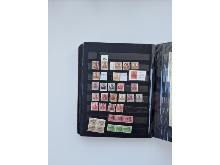 1900/22, Germania, interessante Partie von Sammlungen und Dubletten, dabei kleine Aussstellungssammlung mit besseren Zusammen