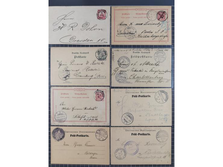1889/1916 (ca.), rund 120 Briefe, Karten und viele Ganzsachen, dabei einige bessere Stempel, Briefkarte DSW (etwas fehlerhaft