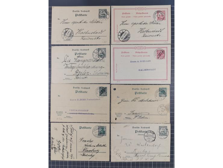 1889/1916 (ca.), rund 120 Briefe, Karten und viele Ganzsachen, dabei einige bessere Stempel, Briefkarte DSW (etwas fehlerhaft
