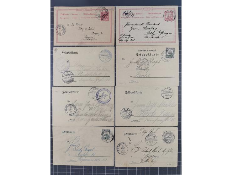 1889/1916 (ca.), rund 120 Briefe, Karten und viele Ganzsachen, dabei einige bessere Stempel, Briefkarte DSW (etwas fehlerhaft