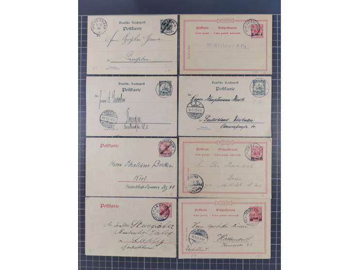 1889/1916 (ca.), rund 120 Briefe, Karten und viele Ganzsachen, dabei einige bessere Stempel, Briefkarte DSW (etwas fehlerhaft