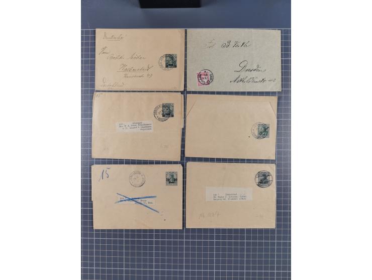 1889/1916 (ca.), rund 120 Briefe, Karten und viele Ganzsachen, dabei einige bessere Stempel, Briefkarte DSW (etwas fehlerhaft