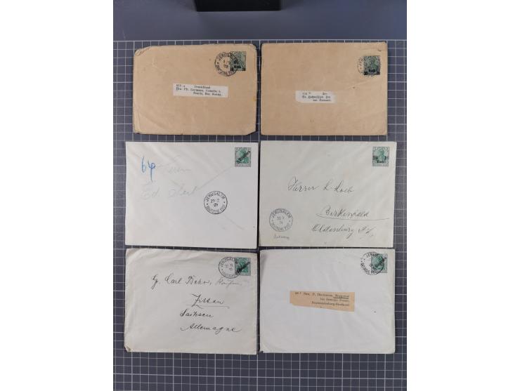 1889/1916 (ca.), rund 120 Briefe, Karten und viele Ganzsachen, dabei einige bessere Stempel, Briefkarte DSW (etwas fehlerhaft