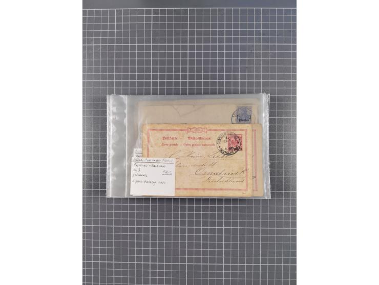 1889/1916 (ca.), rund 120 Briefe, Karten und viele Ganzsachen, dabei einige bessere Stempel, Briefkarte DSW (etwas fehlerhaft