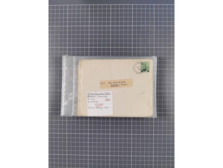 1889/1916 (ca.), rund 120 Briefe, Karten und viele Ganzsachen, dabei einige bessere Stempel, Briefkarte DSW (etwas fehlerhaft