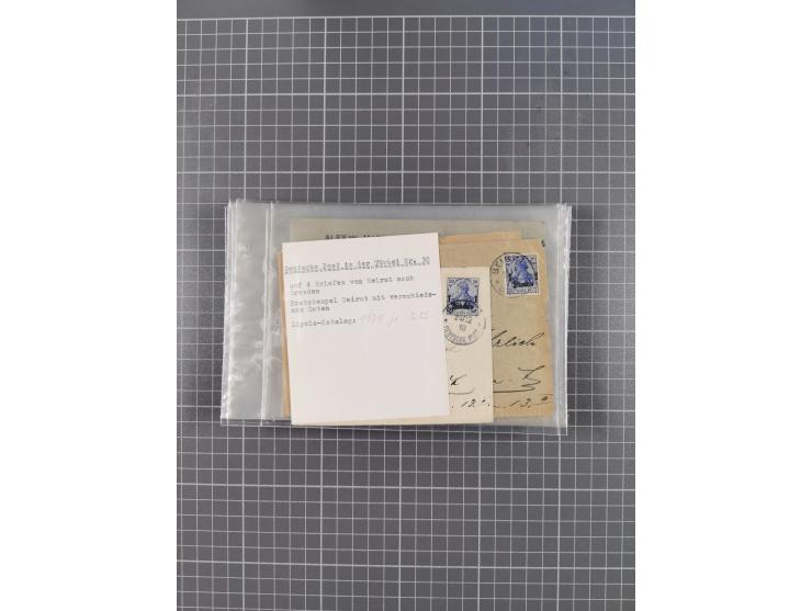 1889/1916 (ca.), rund 120 Briefe, Karten und viele Ganzsachen, dabei einige bessere Stempel, Briefkarte DSW (etwas fehlerhaft