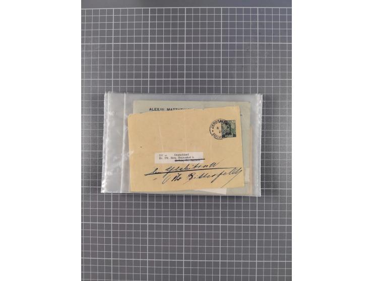 1889/1916 (ca.), rund 120 Briefe, Karten und viele Ganzsachen, dabei einige bessere Stempel, Briefkarte DSW (etwas fehlerhaft