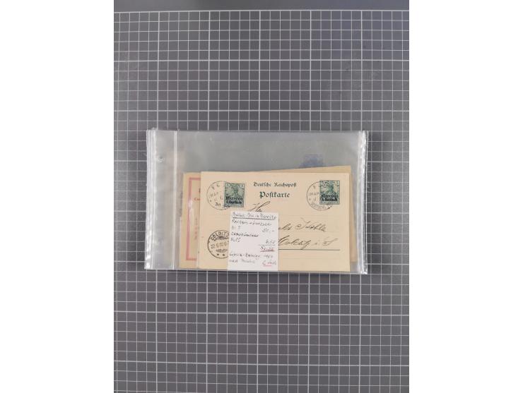 1889/1916 (ca.), rund 120 Briefe, Karten und viele Ganzsachen, dabei einige bessere Stempel, Briefkarte DSW (etwas fehlerhaft