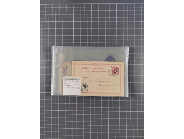 1889/1916 (ca.), rund 120 Briefe, Karten und viele Ganzsachen, dabei einige bessere Stempel, Briefkarte DSW (etwas fehlerhaft