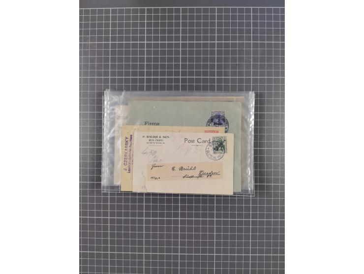 1889/1916 (ca.), rund 120 Briefe, Karten und viele Ganzsachen, dabei einige bessere Stempel, Briefkarte DSW (etwas fehlerhaft