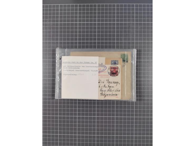 1889/1916 (ca.), rund 120 Briefe, Karten und viele Ganzsachen, dabei einige bessere Stempel, Briefkarte DSW (etwas fehlerhaft