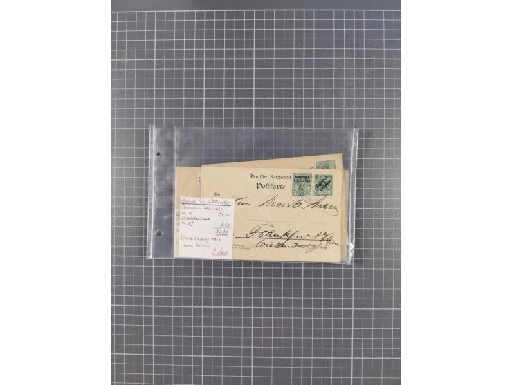 1889/1916 (ca.), rund 120 Briefe, Karten und viele Ganzsachen, dabei einige bessere Stempel, Briefkarte DSW (etwas fehlerhaft