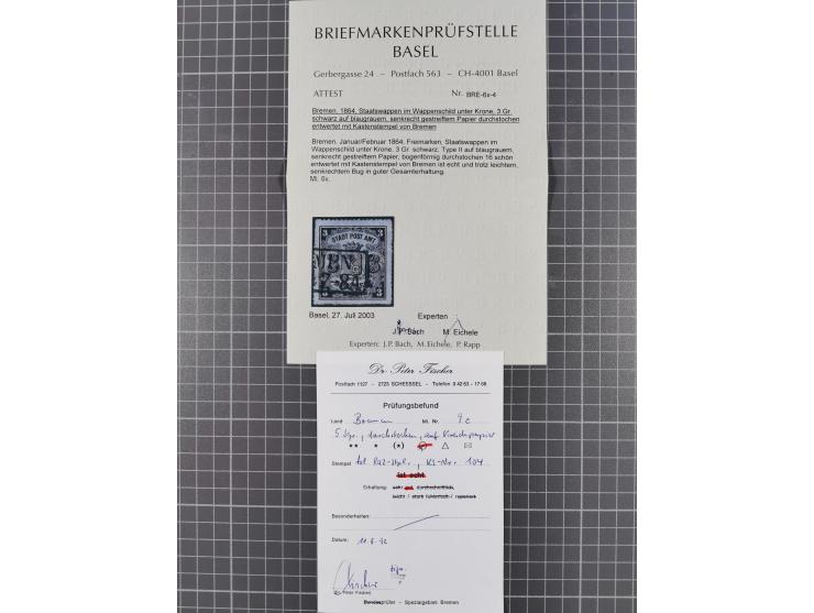 1855/67, ungebrauchte und gestempelte Sammlung mit 20 Werten. Dabei u.a. Mi.-Nr. 4a postfrisch (sign. W. Engel) und gestempel