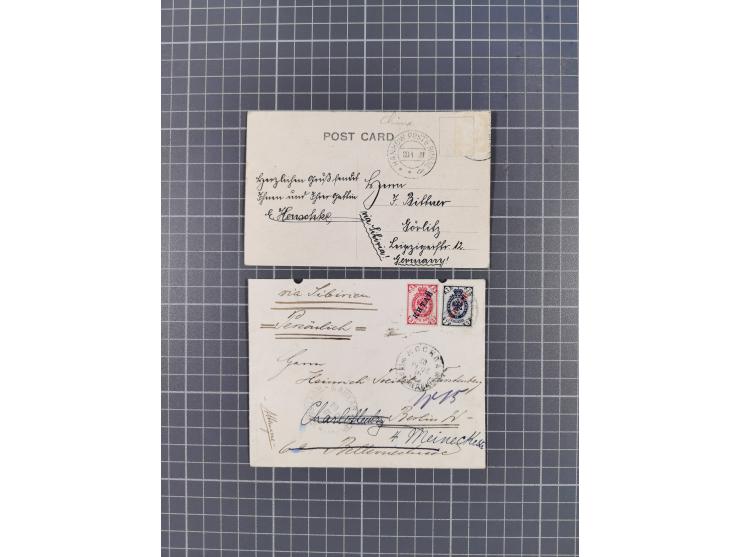 1899/1909, small group of used, together with two covers and one card from Hankow and Shanghai, mixed condition