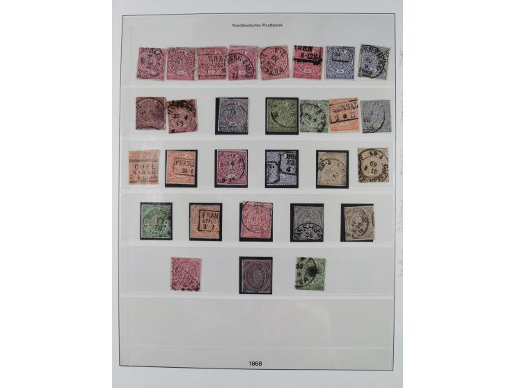 1868/71, ungebrauchte und gestempelte Sammlung inkl. Dienstmarken und Elsass-Lothringen. Dabei Mi.-Nr. 23 ungebraucht und Els