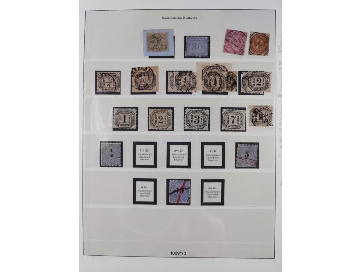 1868/71, ungebrauchte und gestempelte Sammlung inkl. Dienstmarken und Elsass-Lothringen. Dabei Mi.-Nr. 23 ungebraucht und Els