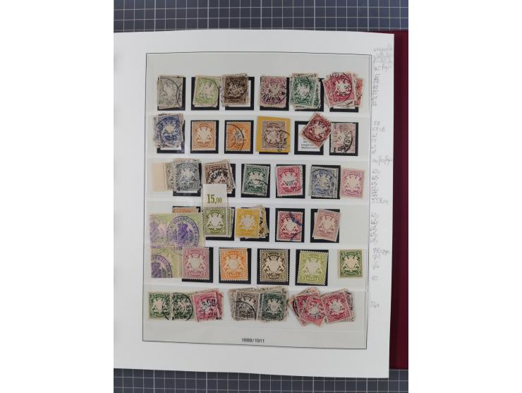 1849/1920, ungebrauchte und gestempelte Sammlung inkl. Dienst- und Portomarken sowie Dubletten. Dabei Mi.-Nr. 1Ia mit 14 mm O