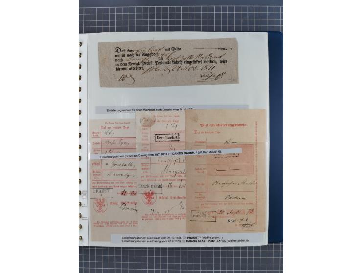 1672/1867, interessante Sammlung “Botenpost und Stempel aus der Preußen-Zeit” mit ca. 120 Briefen und Ganzsachen, dabei u.a. 