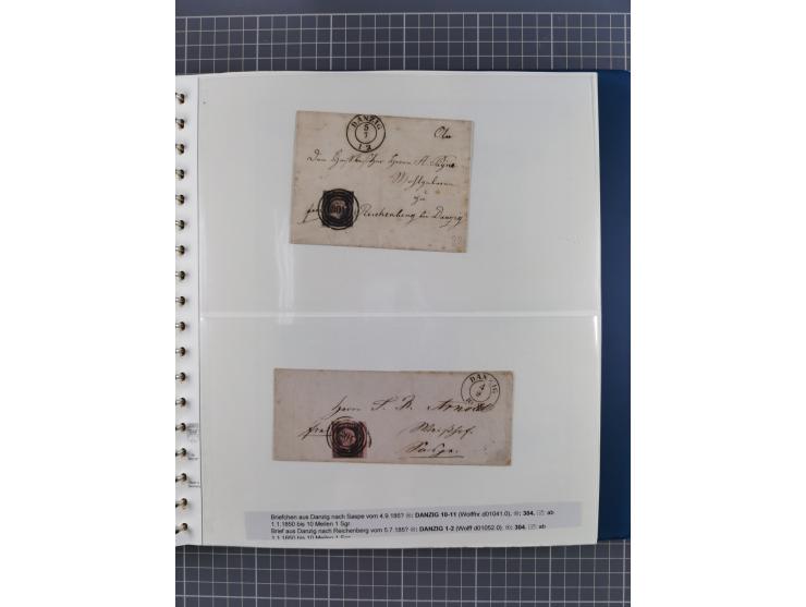 1672/1867, interessante Sammlung “Botenpost und Stempel aus der Preußen-Zeit” mit ca. 120 Briefen und Ganzsachen, dabei u.a. 
